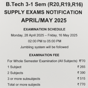 JNTUK B.Tech 3-1 Sem Notification 2025